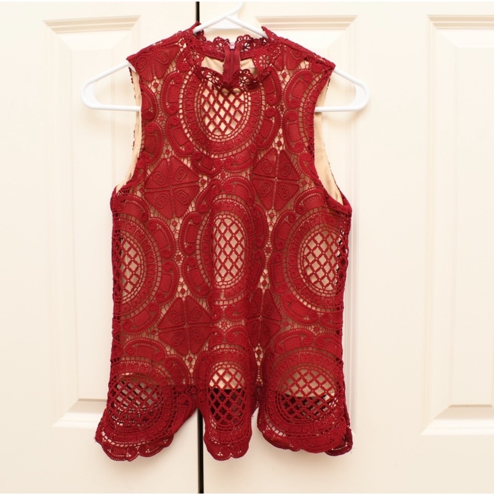 Maroon Lace Top